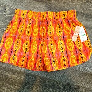 Vibrant Orange Patterned Women's Shorts